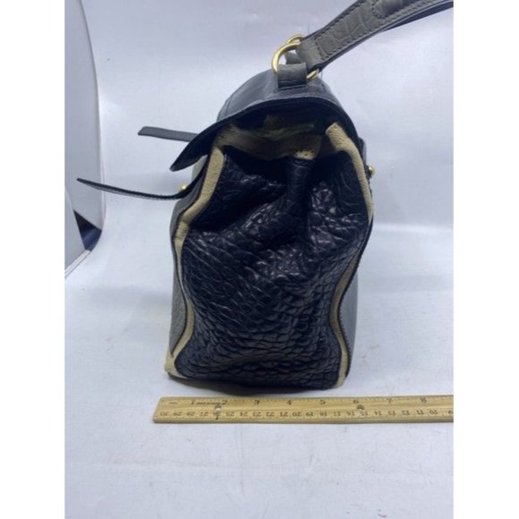 Saint Laurent Muse Two Ysl Embossed Rive Gauge Greenblack Leather Should… - Picture 4 of 11